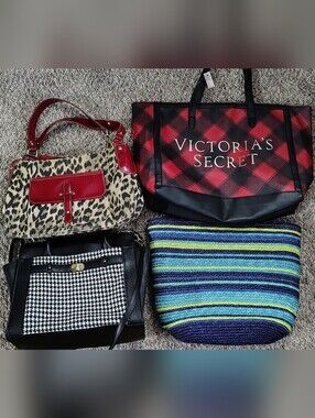 Victoria's Secret Red Plaid Tote Bag
